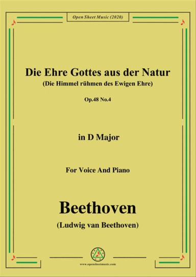 Beethoven-Die Ehre Gottes aus der Natur,in D Major,for Voice and Piano
