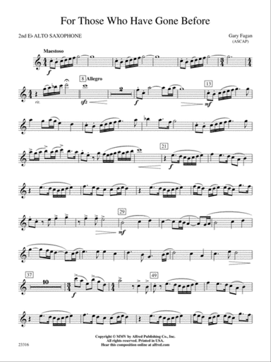 For Those Who Have Gone Before: 2nd E-flat Alto Saxophone