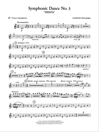 Symphonic Dance No. 3 ("Fiesta"): B-flat Tenor Saxophone