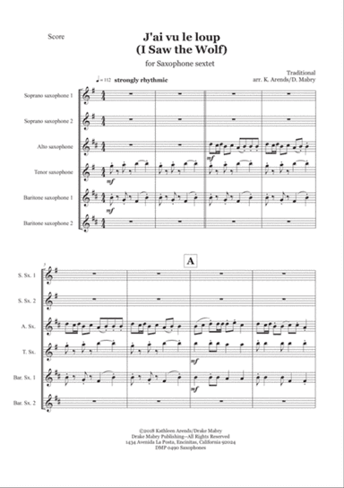 J'ai Vu Le Loup (saxophone ensemble)