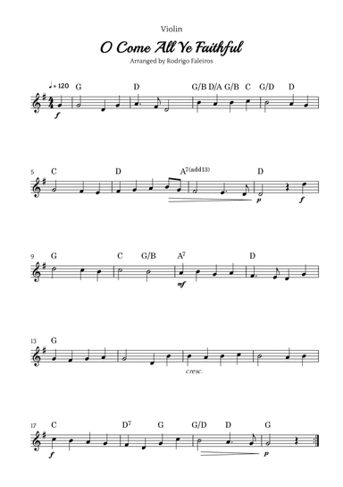 O Come All Ye Faithful (for violin solo)