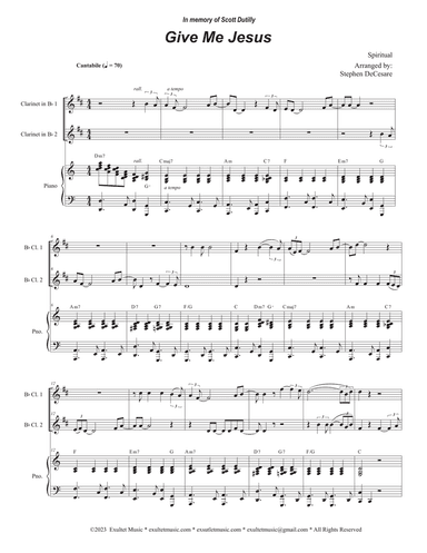Give Me Jesus (Duet for Bb-Clarinet)