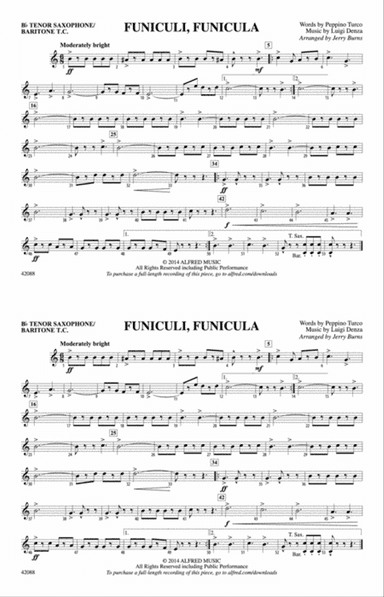 Funiculi, Funicula: Bb Tenor Saxophone/Bartione Treble Clef