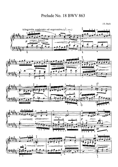 Bach Prelude and Fugue No. 18 BWV 863 in G-sharp Minor. The Well-Tempered Clavier Book I