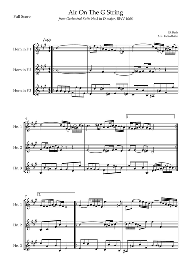 Air On The G String (J.S. Bach) for Horn in F Trio