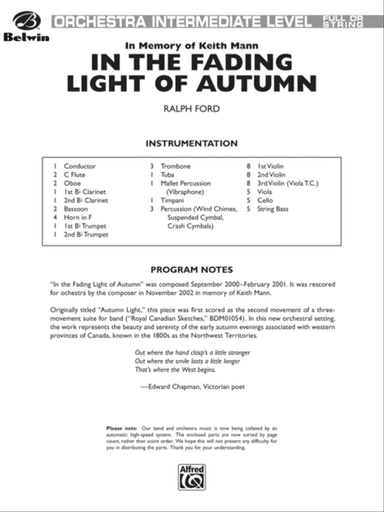 In the Fading Light of Autumn: Score