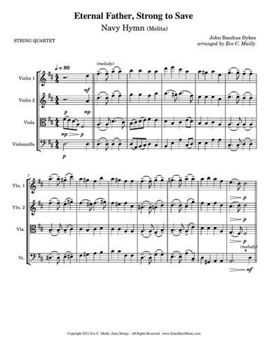 Eternal Father, Strong to Save - Navy Hymn (Melita) - String Quartet