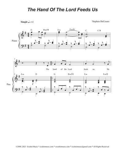 The Hand Of The Lord Feeds Us (Vocal solo - High Key)