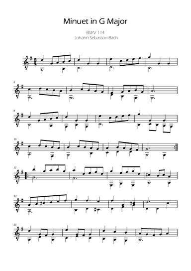Bach Minuet in G major for Guitar
