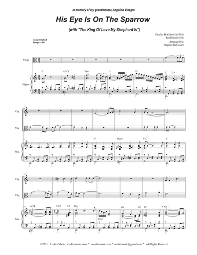 His Eye Is On The Sparrow (with "The King Of Love My Shepherd Is") (Duet for Violin and Viola)