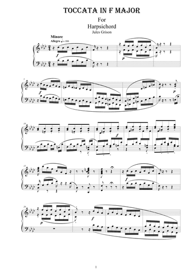 Jules Grison - Toccata in F major for Harpsichord (or Piano)