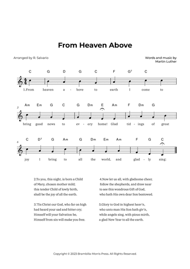 From Heaven Above (Key of C Major)