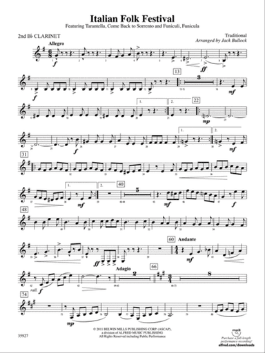 Italian Folk Festival: 2nd B-flat Clarinet