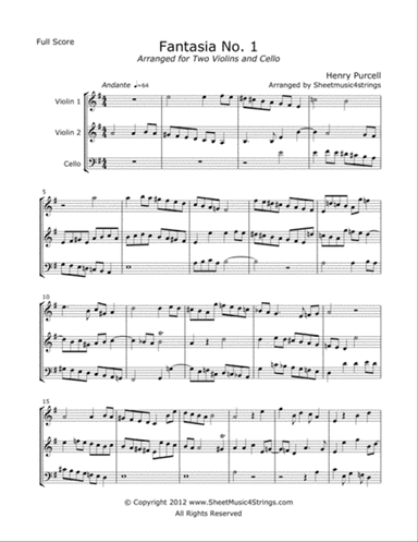 Purcell, H. - Fantasia No. 1 for Two Violins and Cello