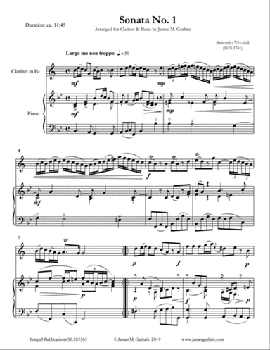 Vivaldi: Sonata No. 1 for Clarinet & Piano