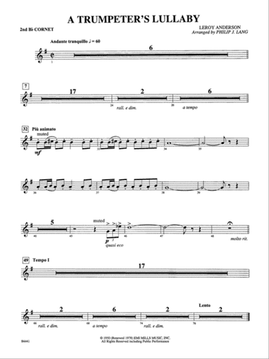 Trumpeter's Lullaby (with Trumpet Solo): 2nd B-flat Cornet