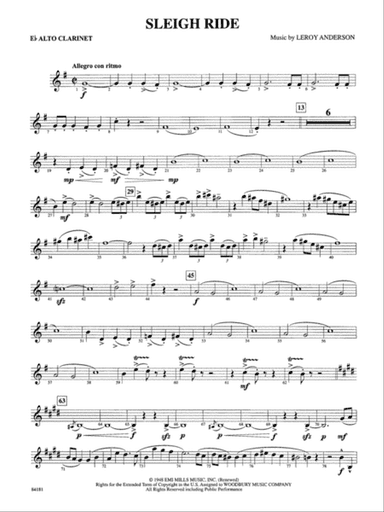 Sleigh Ride: E-flat Alto Clarinet