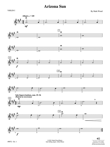 Arizona Sun: Violin 1 - Grade 1