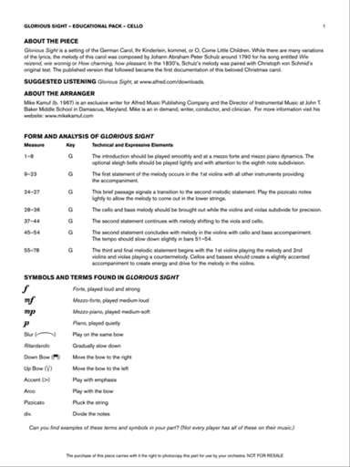 Glorious Sight: Cello Educational Pack