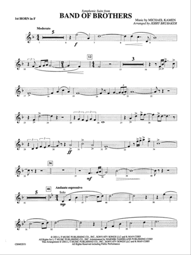 Band of Brothers, Symphonic Suite from: 1st F Horn