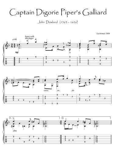 Captain Piper by Dowland guitar solo