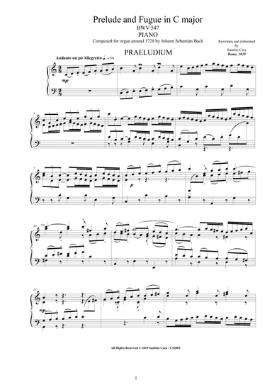 Bach - Prelude and Fugue in C major BWV 547 for Piano