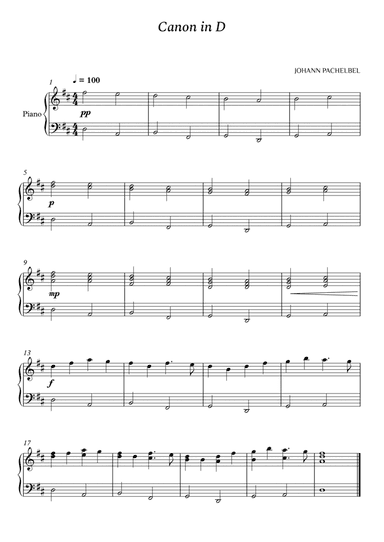 Canon in D - Piano Easy