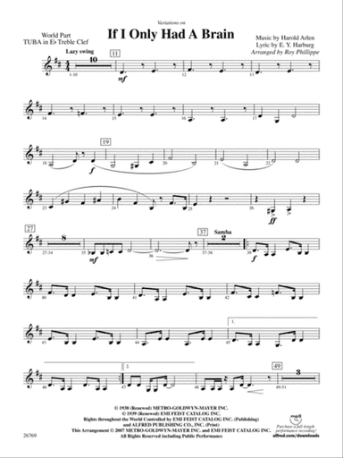 Variations on If I Only Had a Brain (from The Wizard of Oz): (wp) E-flat Tuba T.C.
