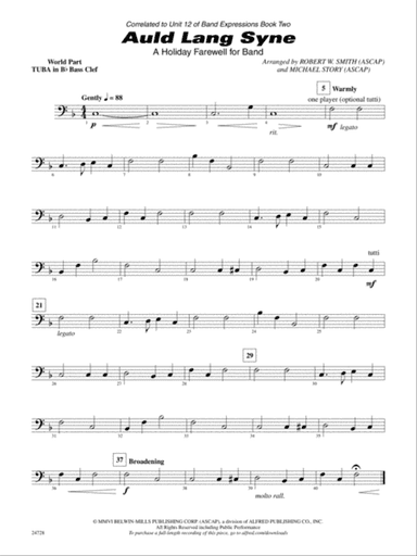 Auld Lang Syne (A Holiday Farewell for Band): (wp) B-flat Tuba B.C.
