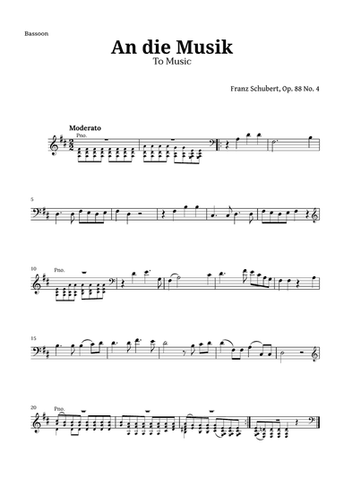 An die Musik (To Music) by for Bassoon