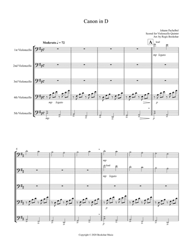 Canon in D (Pachelbel) (D) (Violoncello Quintet)