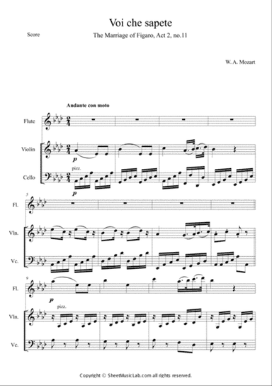 Voi che sapete (The Marriage of Figaro, Act 2 no.11) in Ab