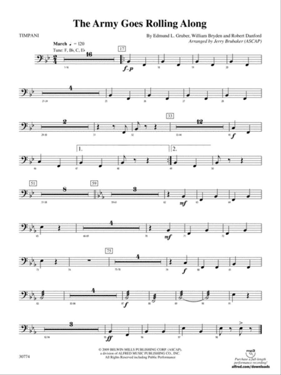 The Army Goes Rolling Along: Timpani