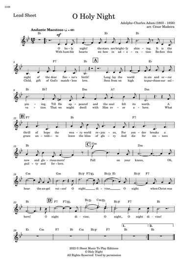 O Holy Night - Lead Sheet - Bb Major