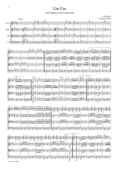 Offenbach Can Can, for string quartet, CO001