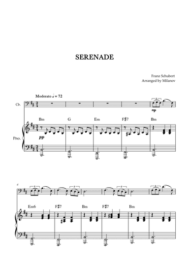 Serenade | Schubert | String Bass | Piano | Chords