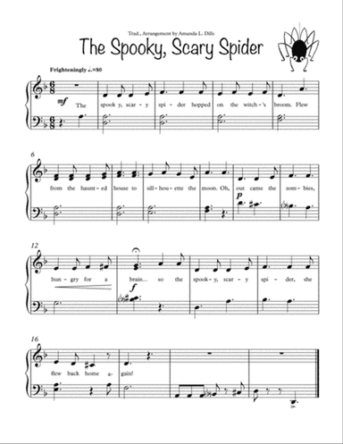 The Spooky, Scary Spider (Halloween arrangement of Itsy Bitsy Spider for Easy Piano)