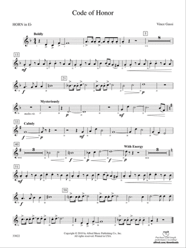 Code of Honor: (wp) 1st Horn in E-flat