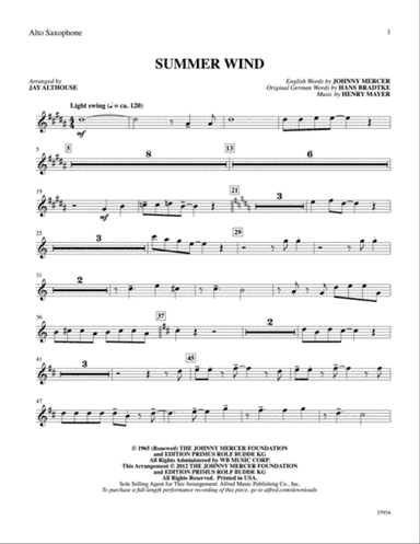 Summer Wind: E-flat Alto Saxophone