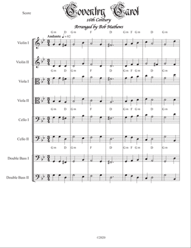 Coventry Carol (Lully Lullay) for string solo or ensemble
