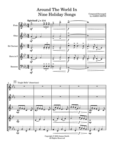 Around The World In Nine Holiday Songs for Woodwind Quintet