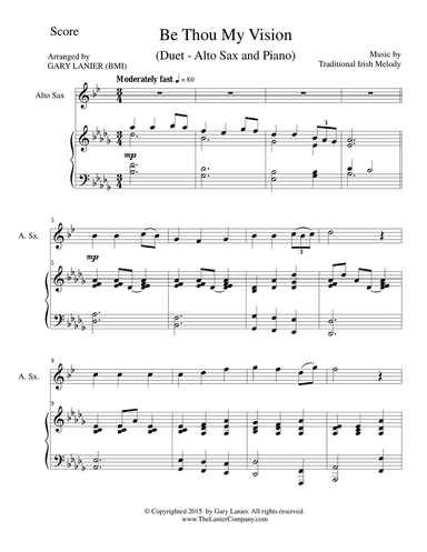 BE THOU MY VISION (Duet – Alto Sax and Piano/Score and Parts)