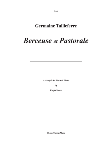 Berceuse et Pastorale for Horn and Piano