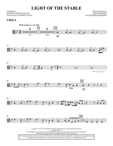 Light Of The Stable (from All Is Well) (arr. David Angerman) - Viola