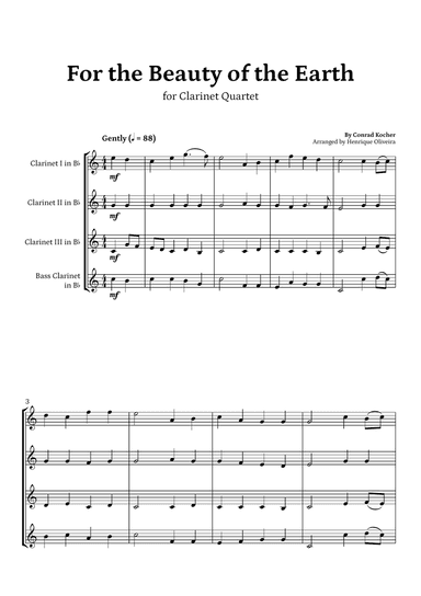 For the Beauty of the Earth (for Clarinet Quartet) - Easter Hymn