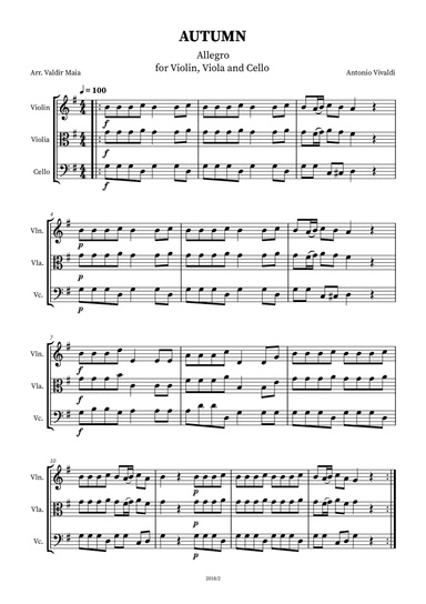 Autumn - The Four Seasons for String Trio (violin, viola and cello)