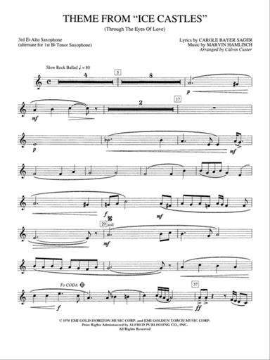 Ice Castles, Theme from (Through the Eyes of Love): 3rd E-flat Alto Saxophone