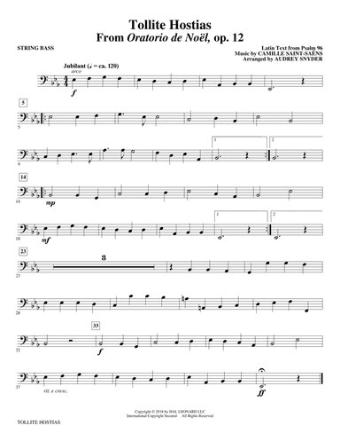 Tollite Hostias (arr. Audrey Snyder) - Double Bass