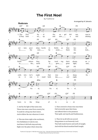 The First Noel (Key of F-Sharp Major)