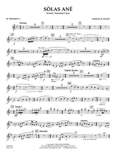 Sòlas Ané (Yesterday's Joy) - Bb Trumpet 1